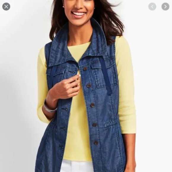 Talbots Chambray Layering Vest Sleeveless Top S - Picture 1 of 12